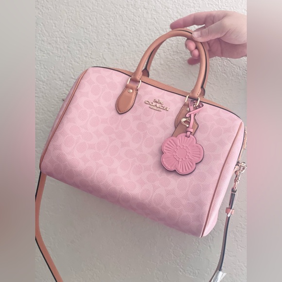 NWT Coach Rowan Large Satchel Bag In Signature in Powder Pink CEA19 - Picture 3 of 11